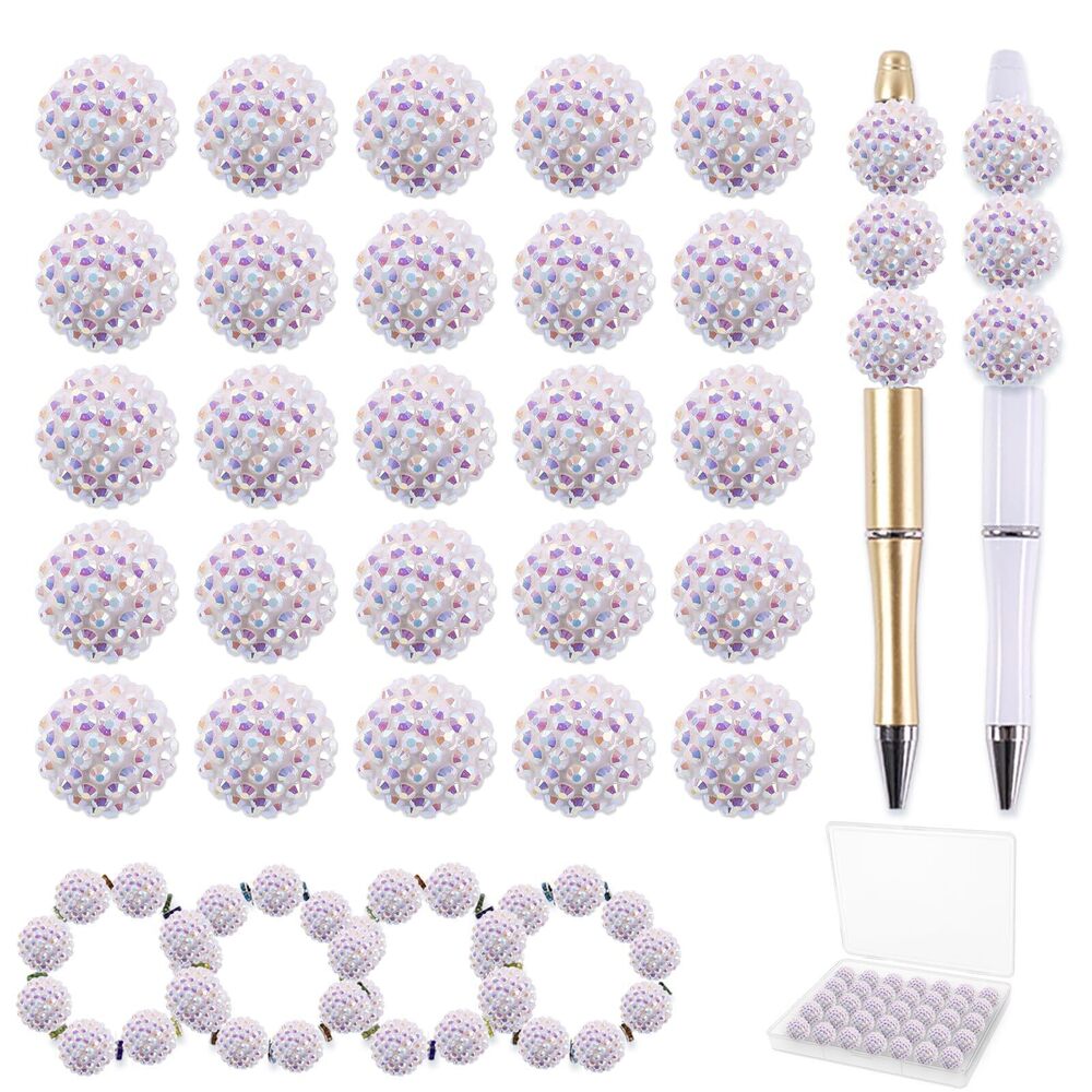 5956 20mm Beads for Pens 50 Pcs DIY Rhinestone Beads for Beadable Pens